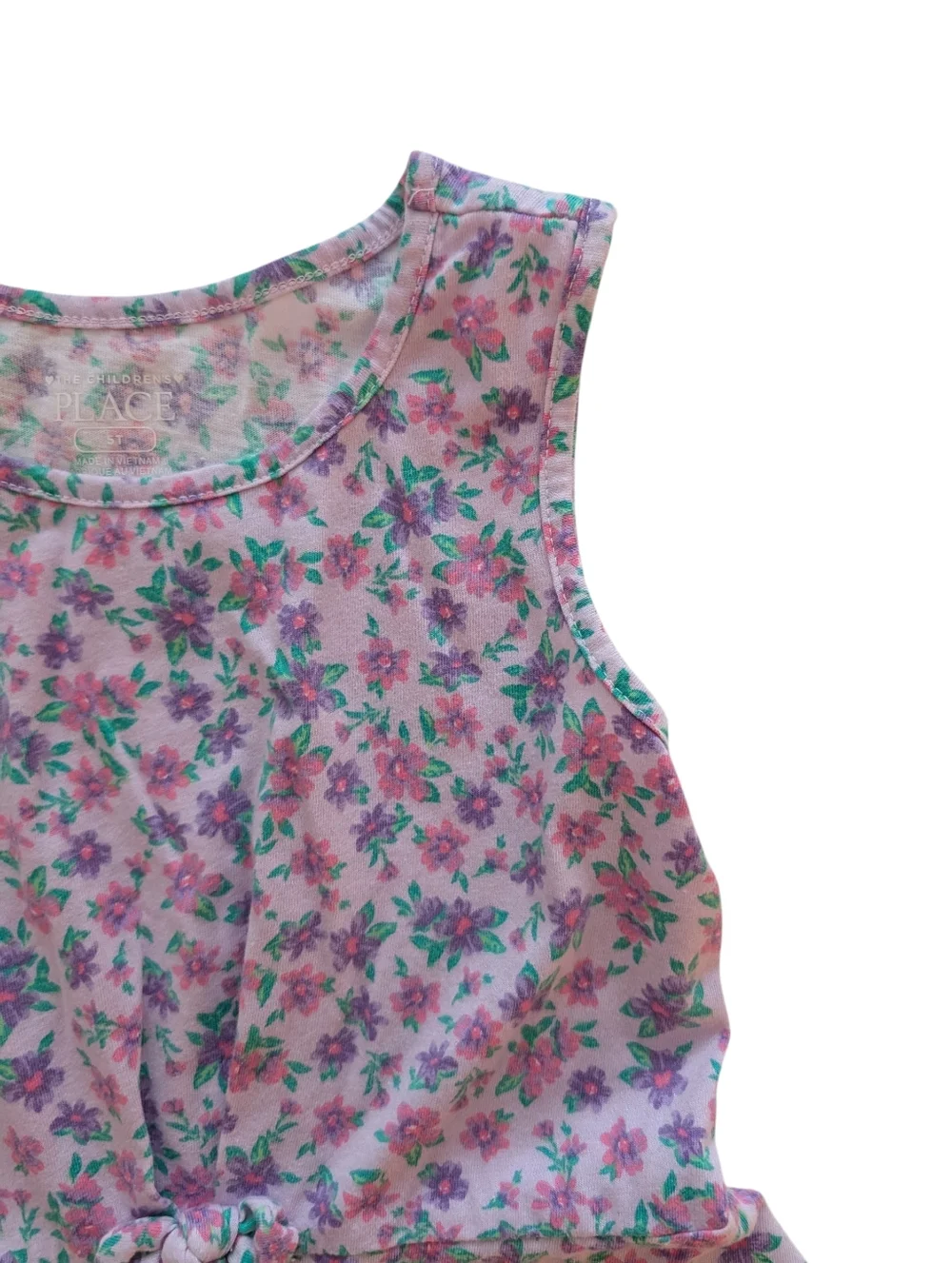 The Children's Place Girls' Pink Floral Knot-Front Dress Cotton Size 5T - Picture 5 of 9